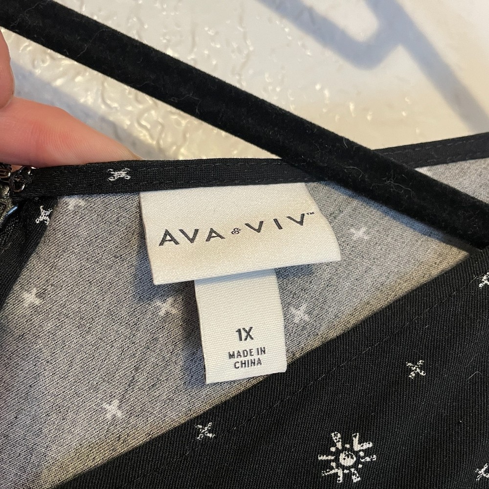 🌻Ava & Viv {1X} Black/White Sleeveless Pantsuit/Jumpsuit Wide Leg - Picture 9 of 9